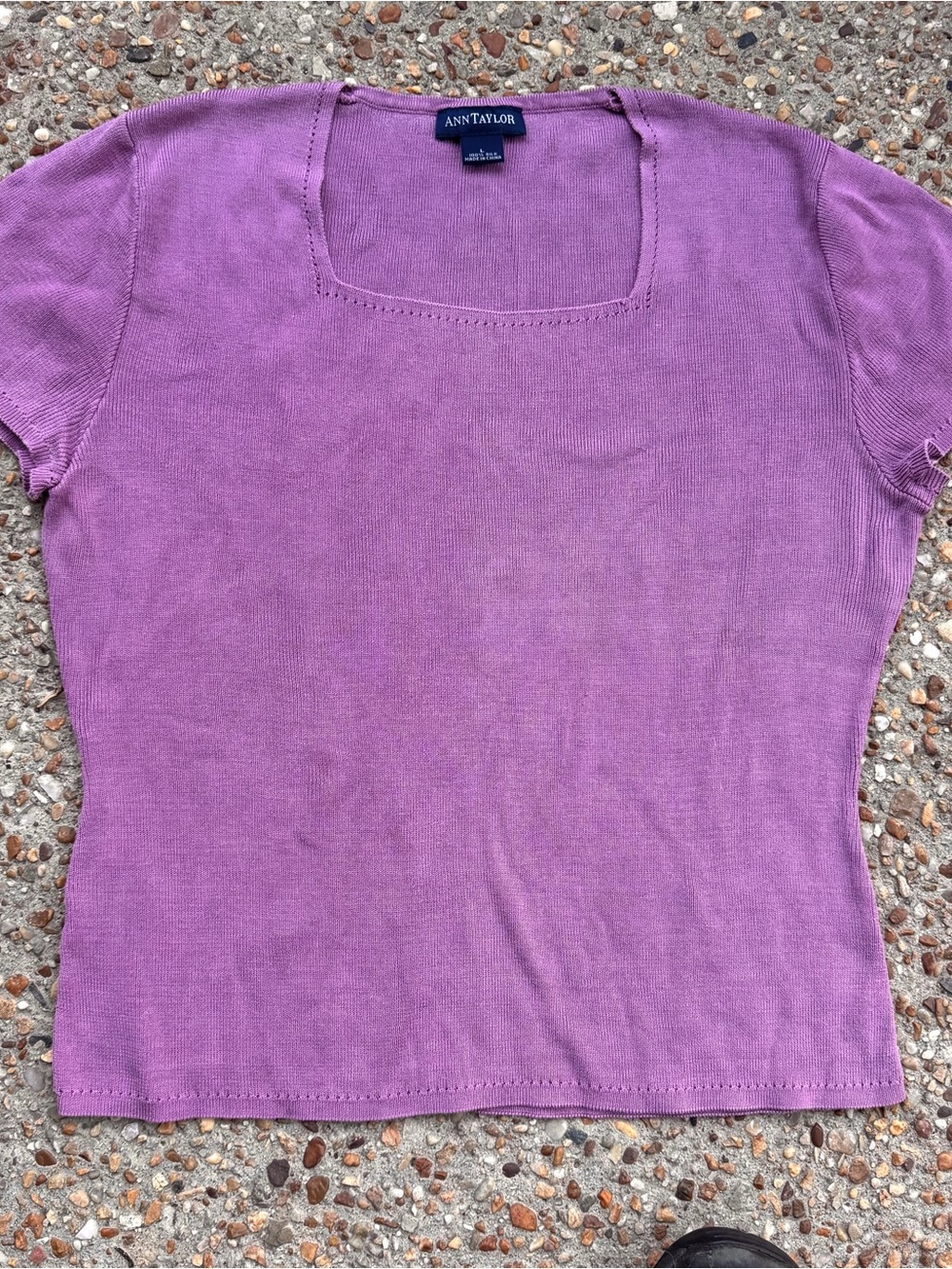Vtg Ann Taylor 100% Silk Classic Ribbed Pink Blouse Size L